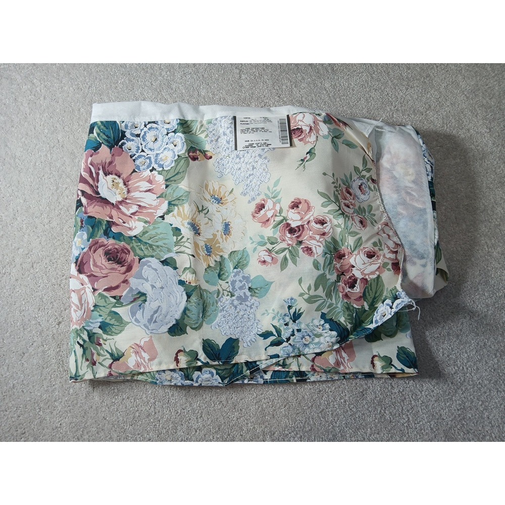 Vintage 1988 Crown Crafts Floral Bed Skirt Twin Virginia Damask Pleat Corner NOS